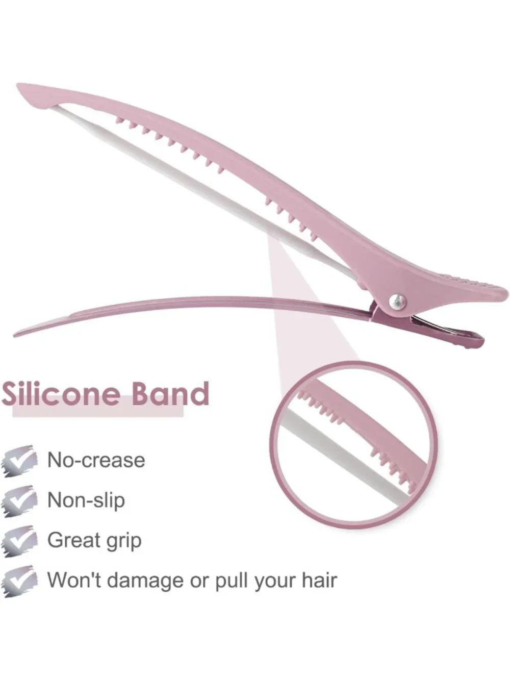 Silicone Hair Sectioning Clips - 6 No Crease Duck Bill Styling Clips in Morandi